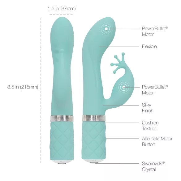 Pillow Talk Kinky - wiederaufladbarer G-Punkt-Vibrator mit 2 Motoren (türkis)