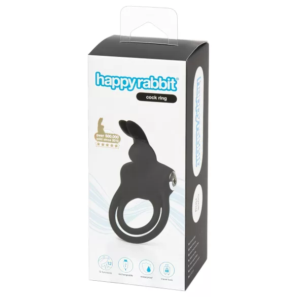 Happyrabbit Cock - Wasserdicht, Akku Penis- und Hodenring (Schwarz)