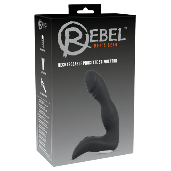 Rebel - Wiederaufladbarer Prostata-Vibrator mit Penis (schwarz)