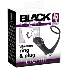 Black Velvet - Analvibrator mit Penissring (schwarz)