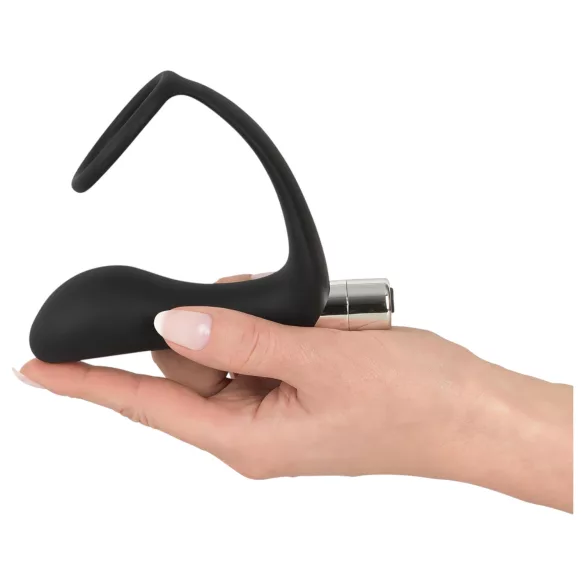 Black Velvet - Analvibrator mit Penissring (schwarz)