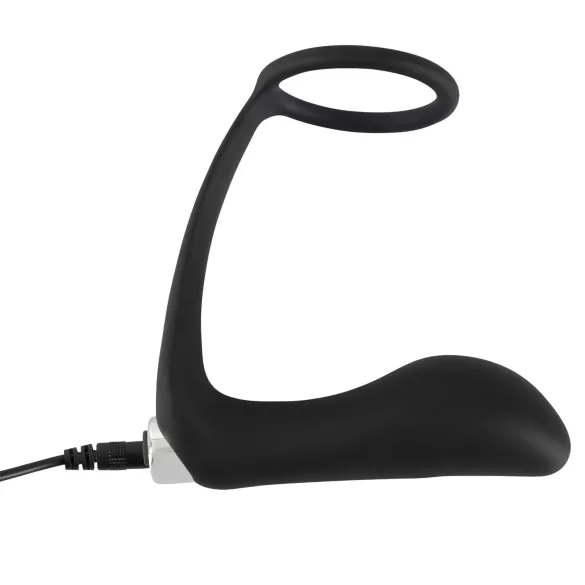 Black Velvet - Analvibrator mit Penissring (schwarz)