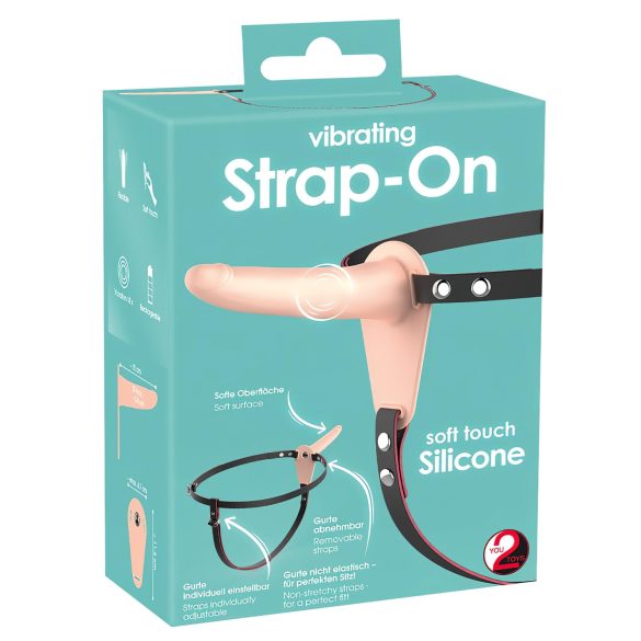 You2Toys - Strap-On - Wiederaufladbarer, Hautfarbener Vibrator zum Anschnallen