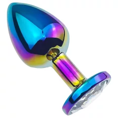 Sunfo - Metall Analplug mit weißem Stein (Regenbogen)