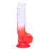Sunfo - Saugfuß Dildo mit Hoden - 21 cm (transparent-rot)