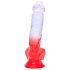 Sunfo - Saugfuß Dildo mit Hoden - 21 cm (transparent-rot)