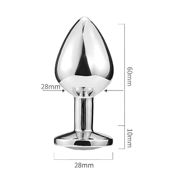 Sunfo - Metall Anal Plug mit Herzstein (Silber-Pink)