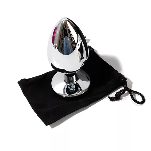 Sunfo - Metall Anal Plug mit Herzstein (Silber-Pink)