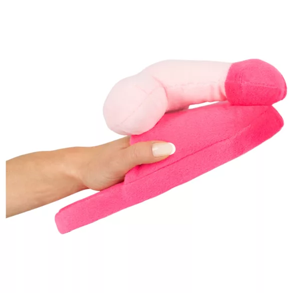 Plüschhausschuhe Rosa - Penisform