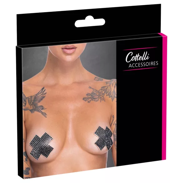 Cottelli - Strass X Brustwarzensticker (schwarz)