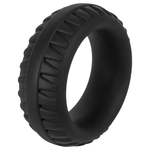 Pulselock Forge - Silikon-Penisring mit Reifmuster (schwarz) - 35 mm