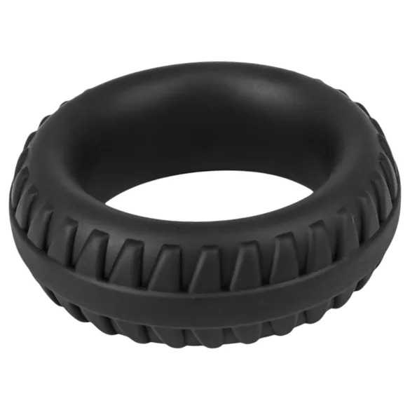 Pulselock Forge - Silikon-Penisring mit Reifmuster (schwarz) - 35 mm