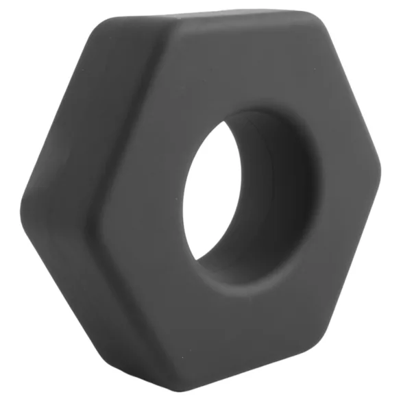 Pulselock Forge - Penisring aus Silikon in Schraubmutterform (schwarz) - 22 mm