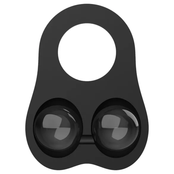 Pulselock Taur - Silikon-Penis- und Hodenring mit Glaskugeln (schwarz)
