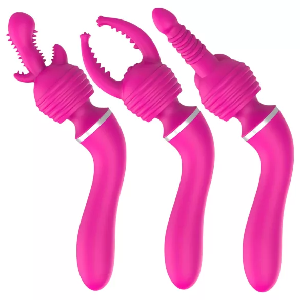 Lonely 2in1 - Massager & G-Punkt Vibrator 3 Aufsätzen (Pink)