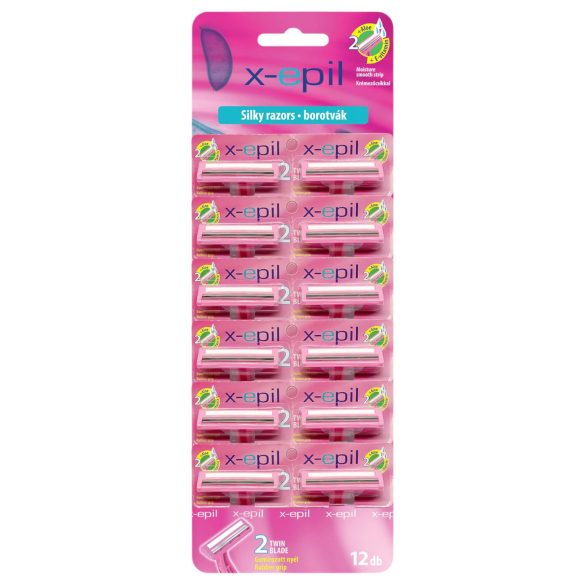 X-Epil Silky - 2-Klingen-Rasierer mit gummiertem Griff (12 Stk.)