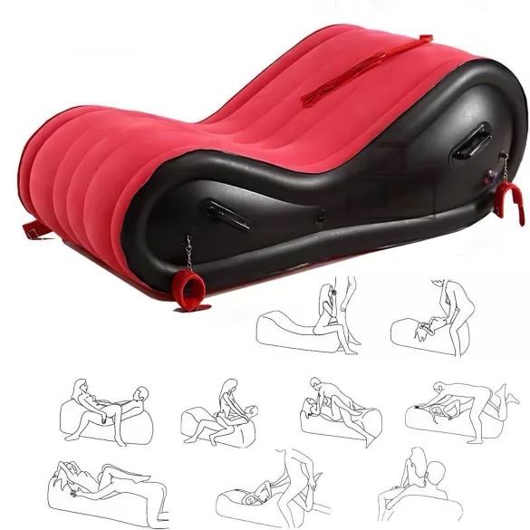 Magic Pillow - Aufblasbares BDSM Möbel - mit Fesseln - groß (rot)