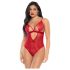 Mapalé - Spitzen-Body mit Strumpfhalter (Rot) - L/XL