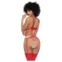 Mapalé - 3-teiliges BH-Set mit Ausschnitten (Rot-Natur) - (S/M)