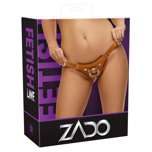 ZADO - Leder Bodygeschirr für Strap-On (braun) - XXL
