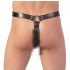 ZADO - Ledertanga mit Dildo, 3 Penisringen - L/XL