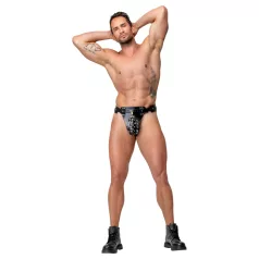  ZADO - Leder-Tanga-Keuschheitsgürtel mit 2 Schlössern - schwarz (S-2XL)