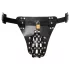 ZADO - Leder-Tanga-Keuschheitsgürtel mit 2 Schlössern - schwarz (S-2XL)