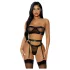 JSY 052 - erotisches Dessous-Set (schwarz) - L/XL