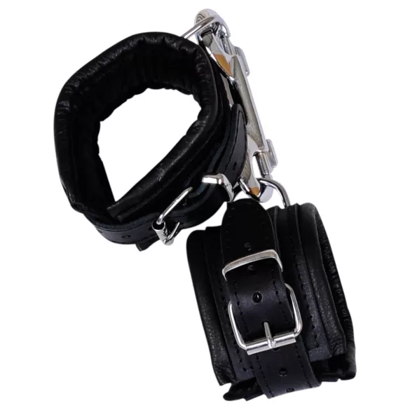 ZADO - Schwarze Lederhandfesseln mit Karabiner