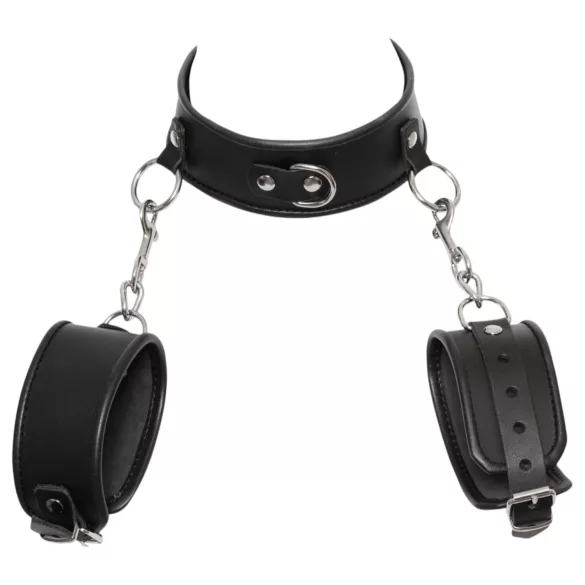 ZADO - Lederhalsband mit Fesseln (Schwarz)