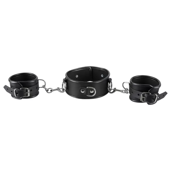 ZADO - Lederhalsband mit Fesseln (Schwarz)