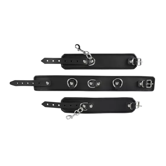 ZADO - Lederhalsband mit Fesseln (Schwarz)