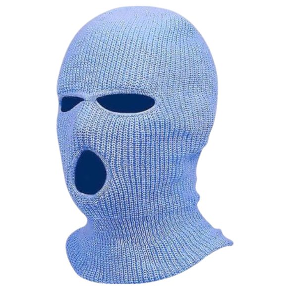 Gestrickte Sturmhaube mit 3 Öffnungen (blau)