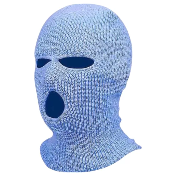 Balaclava - Strick-Saugmaske, 3 Öffnungen (blau)