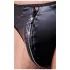 Svenjoyment - glänzender Herren-String mit Strass-Reißverschluss (schwarz)