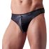 Svenjoyment - Glänzender Herren-Tanga mit Strass-Reißverschluss (Schwarz) - XL