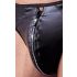 Svenjoyment - Glänzender Herren-Tanga mit Strass-Reißverschluss (Schwarz) - XL