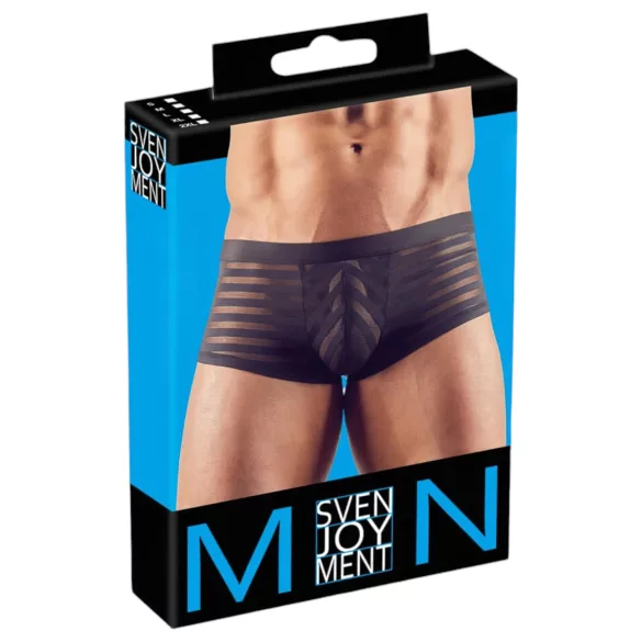 Transparente, gestreifte Boxershorts (schwarz) - M