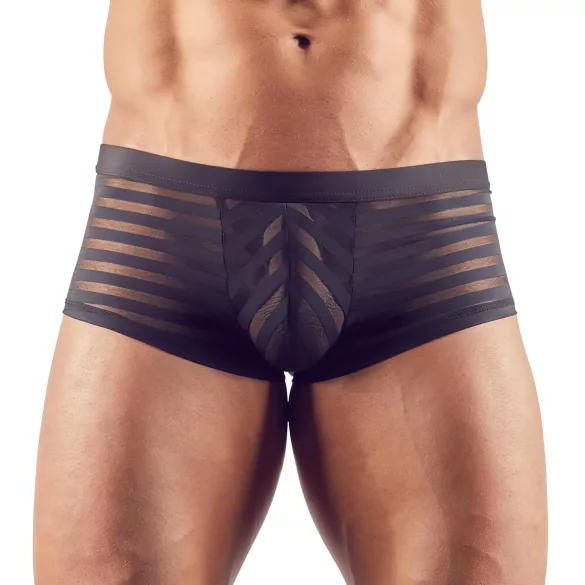 Transparente, gestreifte Boxershorts (schwarz) - L