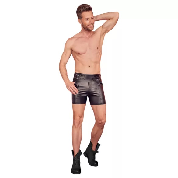 NEK - Langer Männer-Shorts mit Metallschnalle (Schwarz) - M