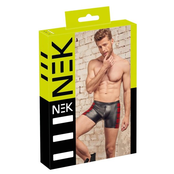 NEK - Schwarze Boxershorts mit rotem Seiteneinsatz und Reißverschluss - L