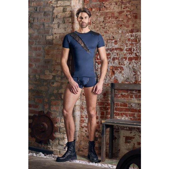 NEK - Herren-Oberteil mit Netz und Schnürung (schwarz/blau)