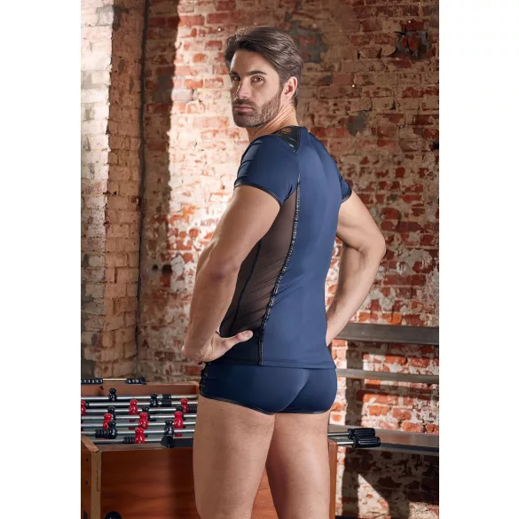 NEK - Herren-Oberteil mit Netz und Schnürung (schwarz/blau) - M