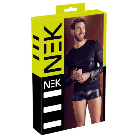 NEK - Langarm-Oberteil für Männer mit Kreuzträgern (Schwarz) - XL