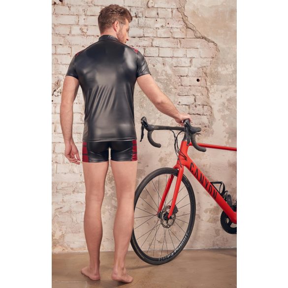 NEK - Herren-Shirt mit roten Einsätzen und Reißverschluss (schwarz) - M