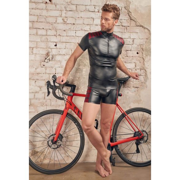 NEK - Herren-Shirt mit roten Einsätzen und Reißverschluss (schwarz) - XL