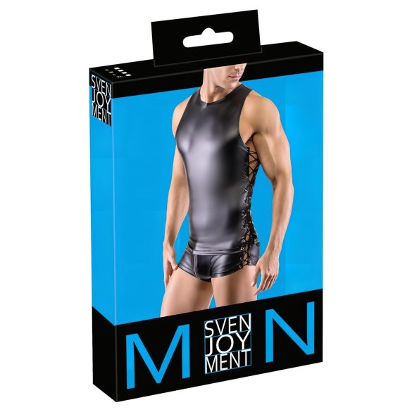 Svenjoyment - seitlich geschnürtes, mattes Herrenoberteil (schwarz)