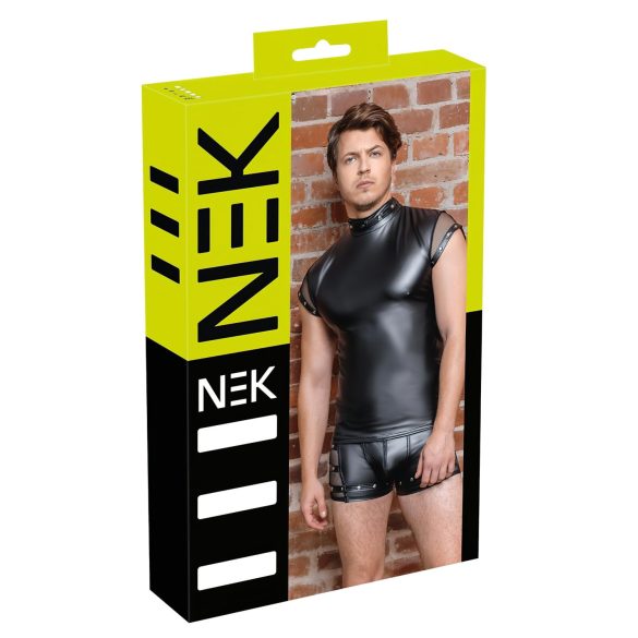 NEK - Herren-Top mit Nieten und Netz-Einsätzen (Schwarz) - M