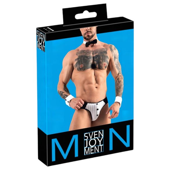 Svenjoyment - Herren Kellner-Tanga-Set (schwarz-weiß) - M