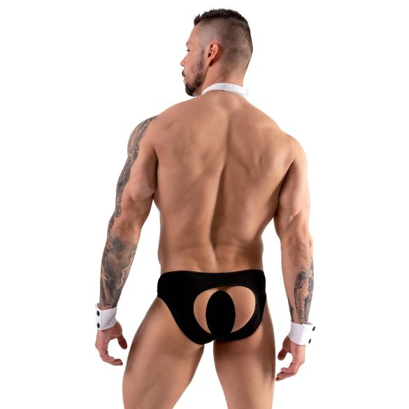 Svenjoyment - Herren Kellner-Tanga-Set (schwarz-weiß) - M